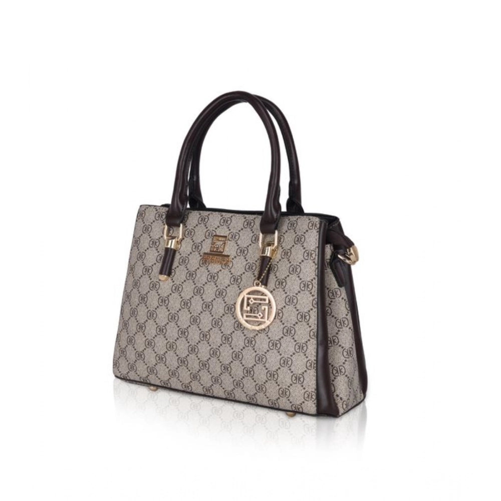 Suvarnika Women's Faux Leather Printed Handbag (Coffee)