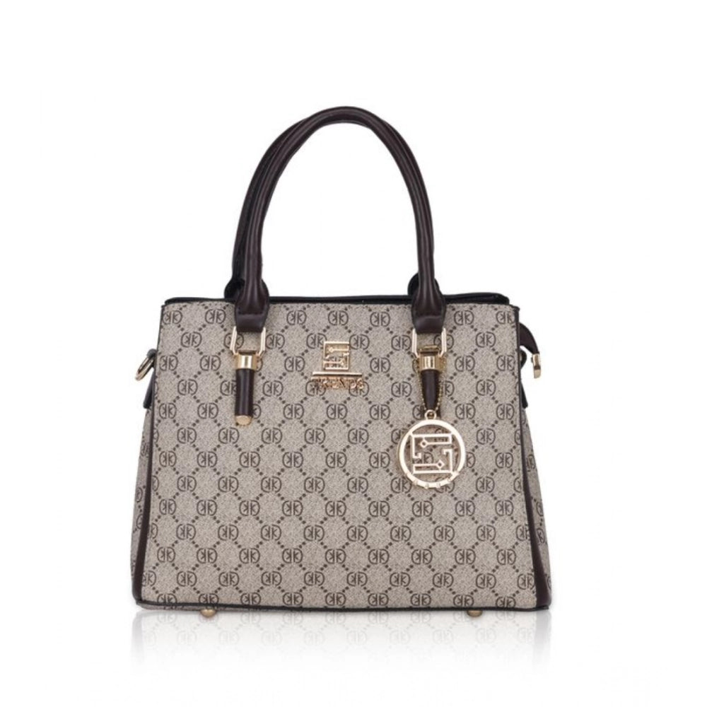 Suvarnika Women's Faux Leather Printed Handbag (Coffee)