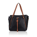 Suvarnika Women's Faux Leather Textured Tote Bag (Black)