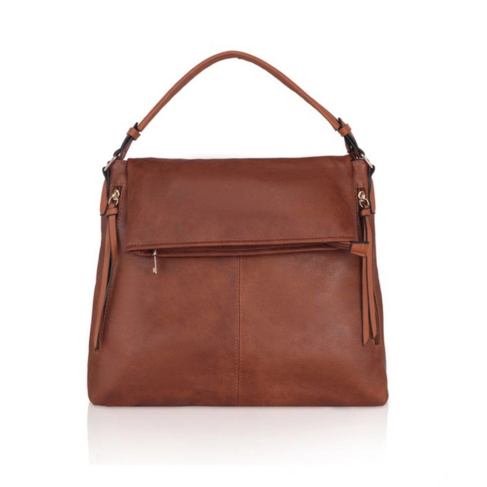 Suvarnika Women's Faux Leather Solid Sling Bag (Brown)