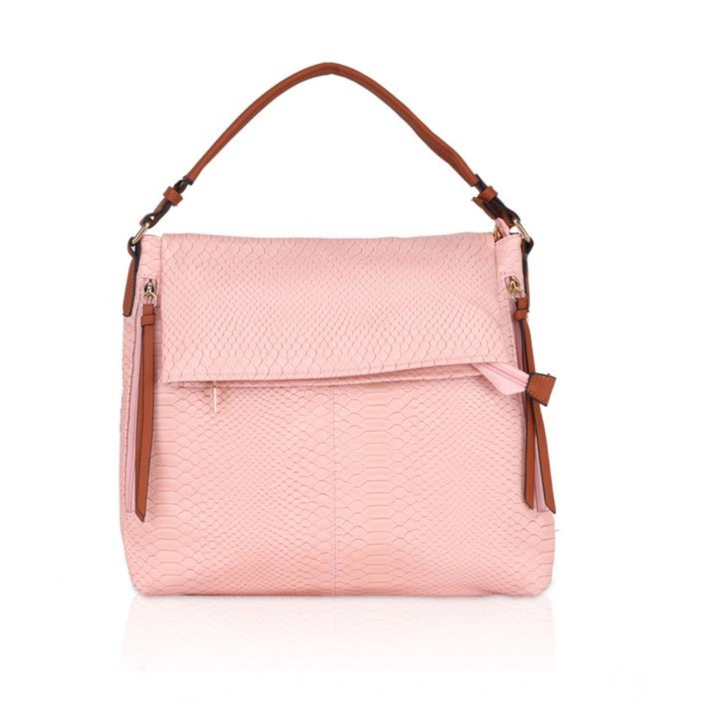 Suvarnika Women's Faux Leather Textured Sling Bag (Pink)