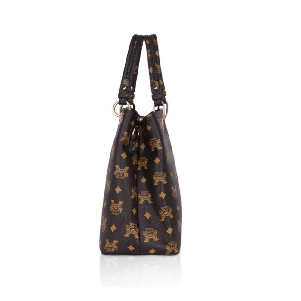 Suvarnika Women's Faux Leather Printed Handheld Bag (Brown )