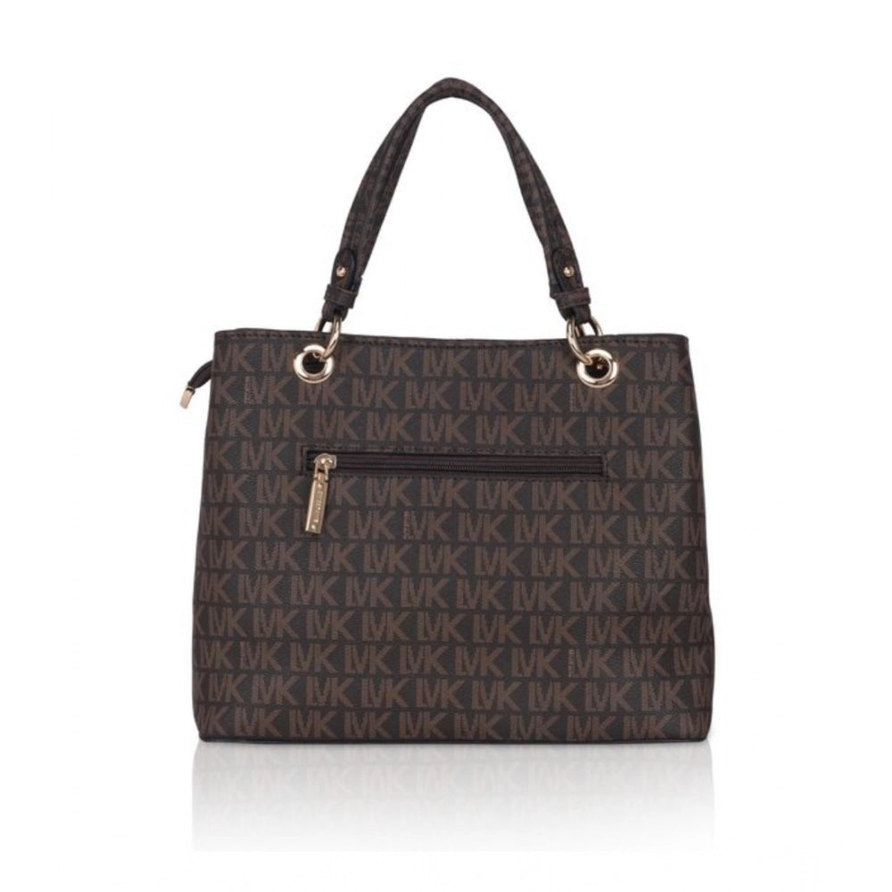 Suvarnika Women's Faux Leather Printed Handheld Bag (Brown)