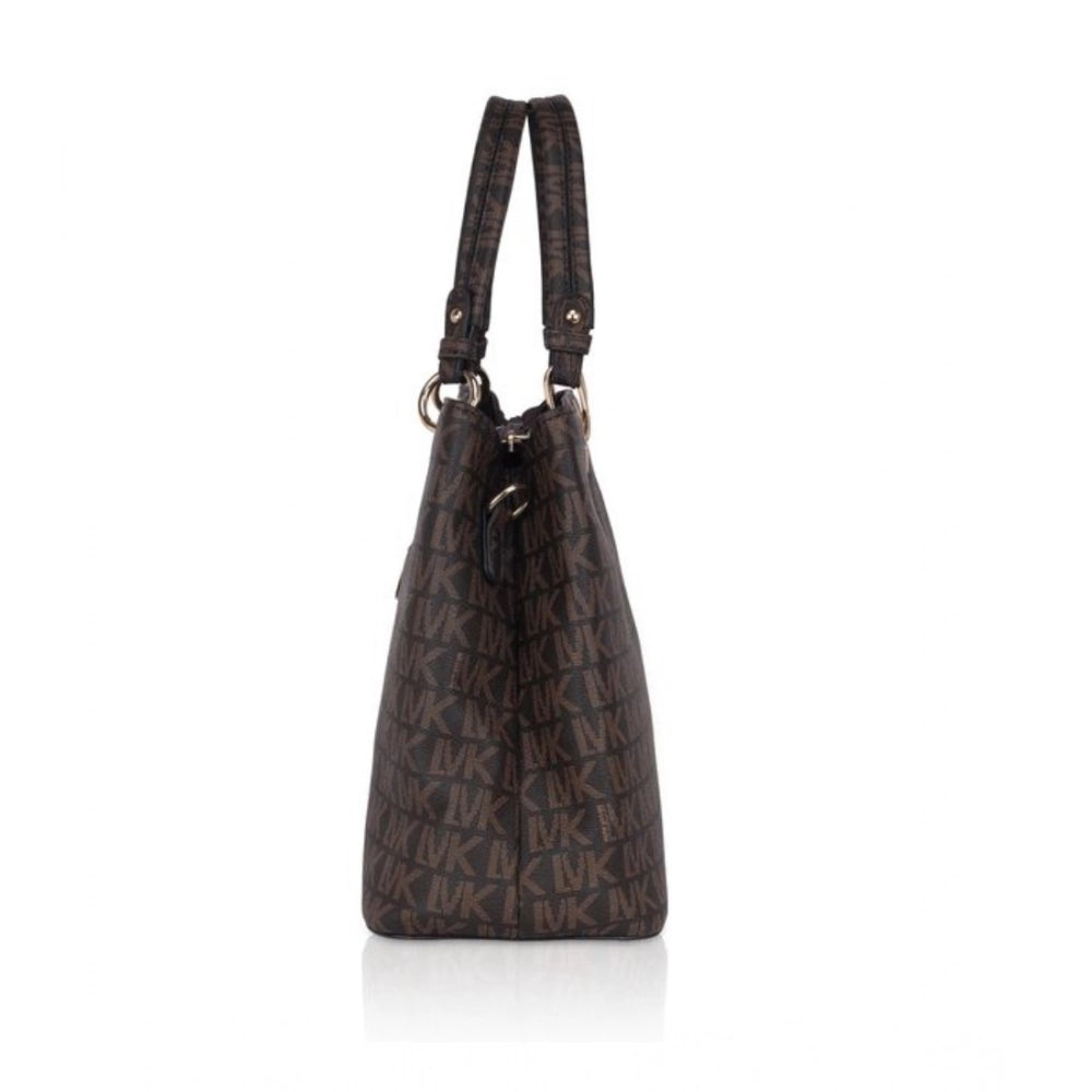 Suvarnika Women's Faux Leather Printed Handheld Bag (Brown)