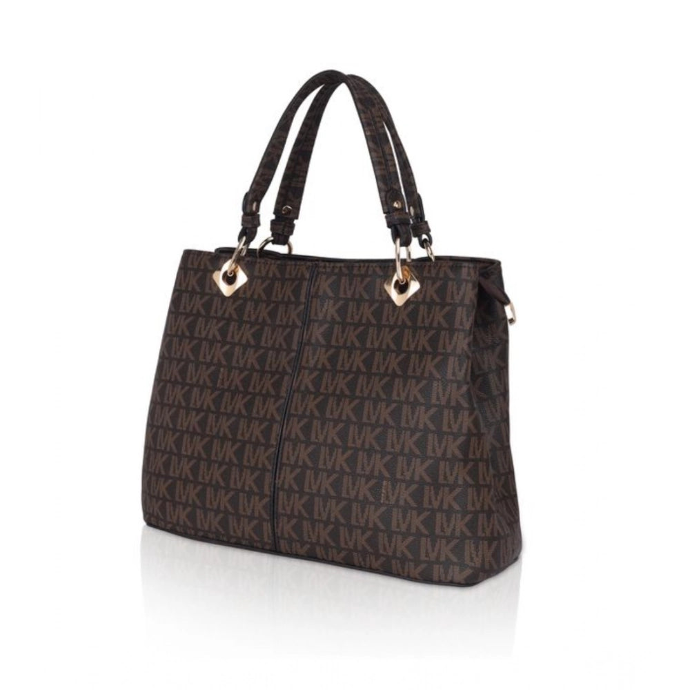 Suvarnika Women's Faux Leather Printed Handheld Bag (Brown)