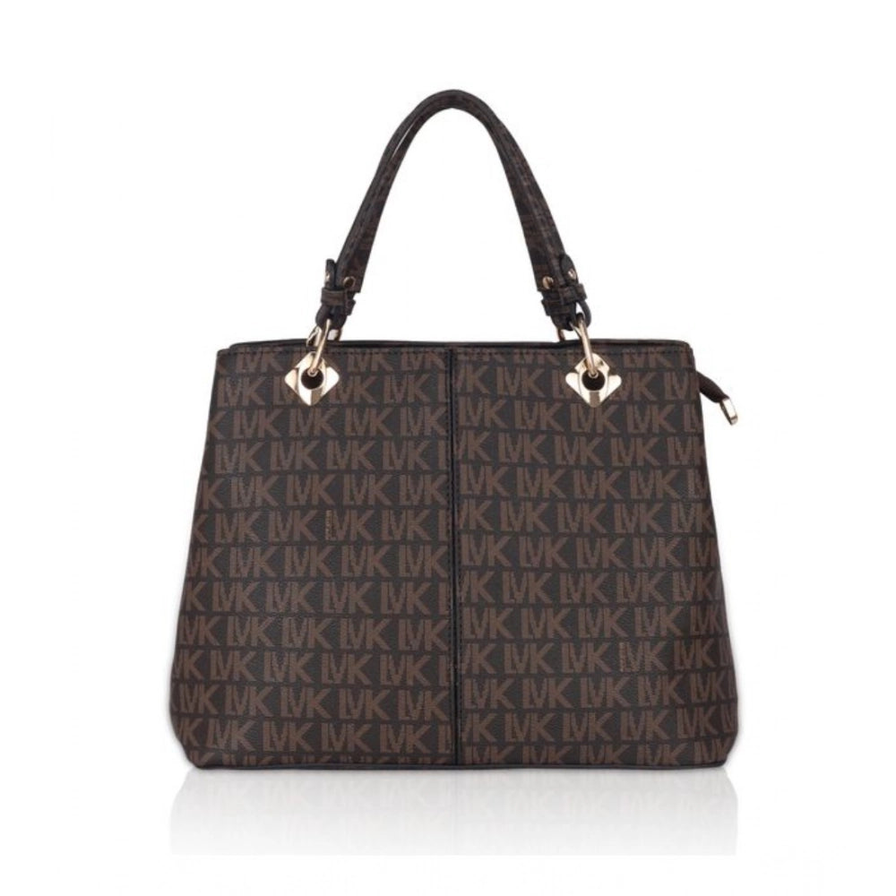 Suvarnika Women's Faux Leather Printed Handheld Bag (Brown)