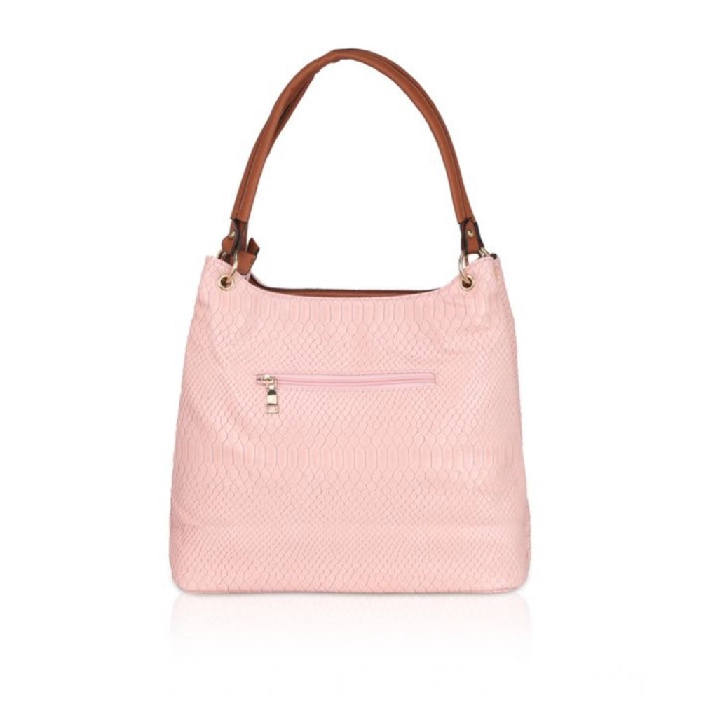 Suvarnika Women's Faux Leather Printed Tote Bag (Pink)