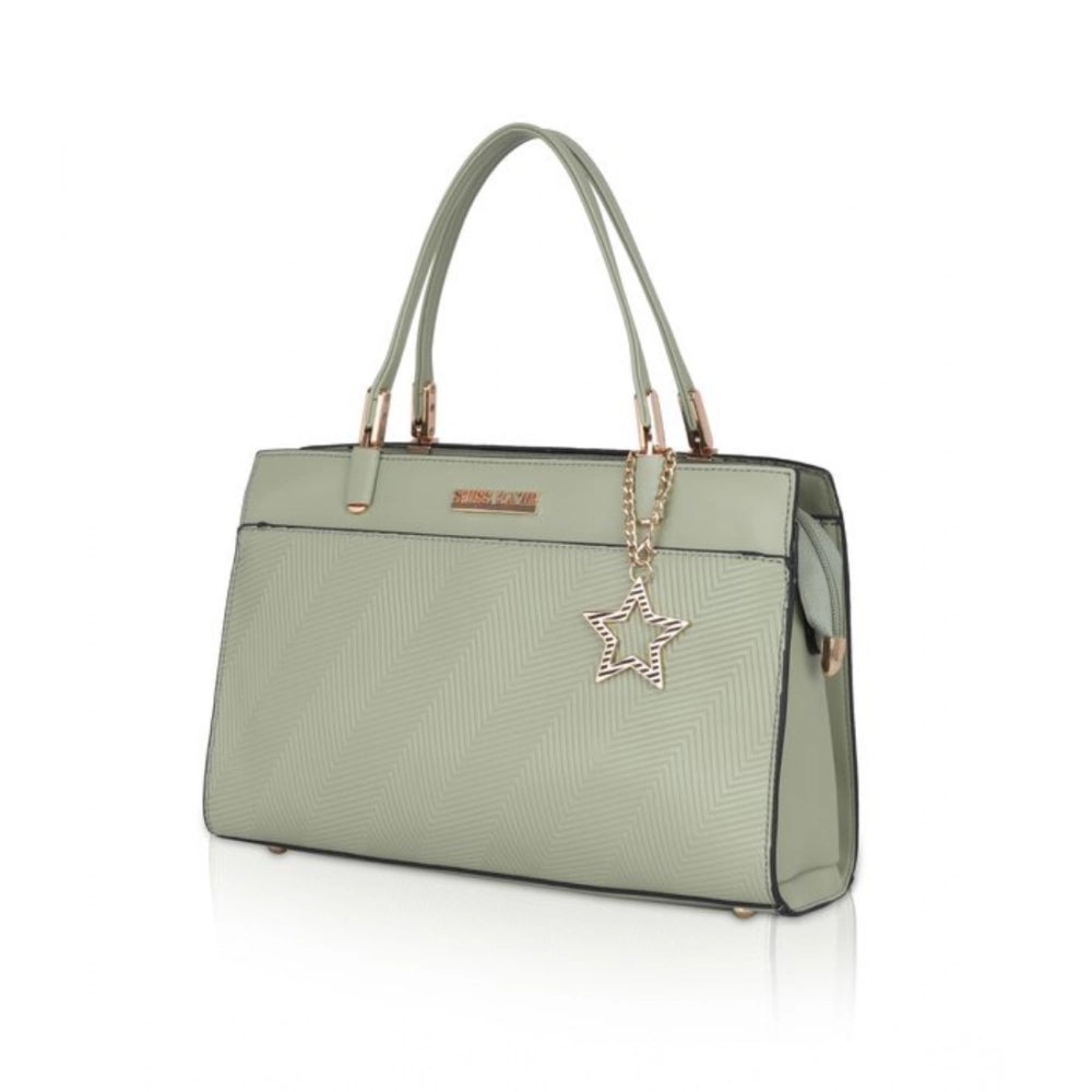 Suvarnika Women's Faux Leather Textured Adjustable Long Belt Handbag (Green)