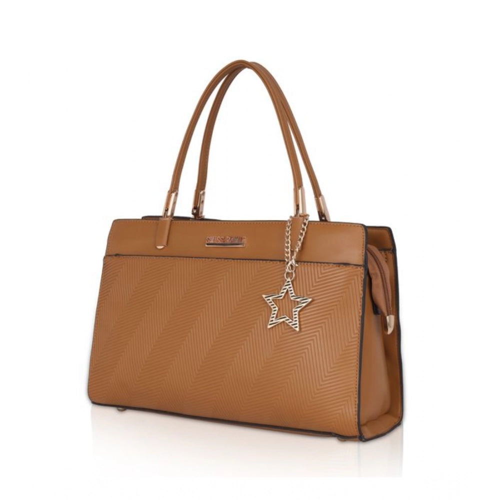 Suvarnika Women's Faux Leather Textured Adjustable Long Belt Handbag (Brown)