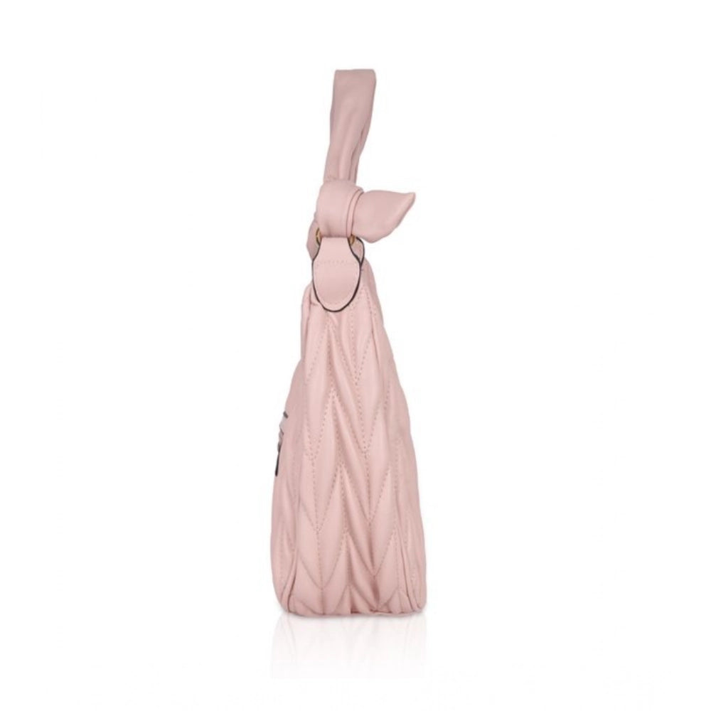 Suvarnika Women's Faux Leather Textured Handbag (Pink)