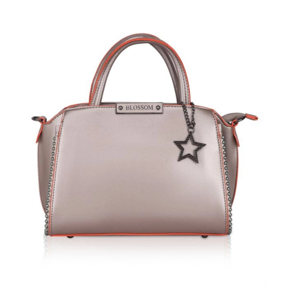 Suvarnika Women's Faux Leather Metal Beads Handbag (Bronze)