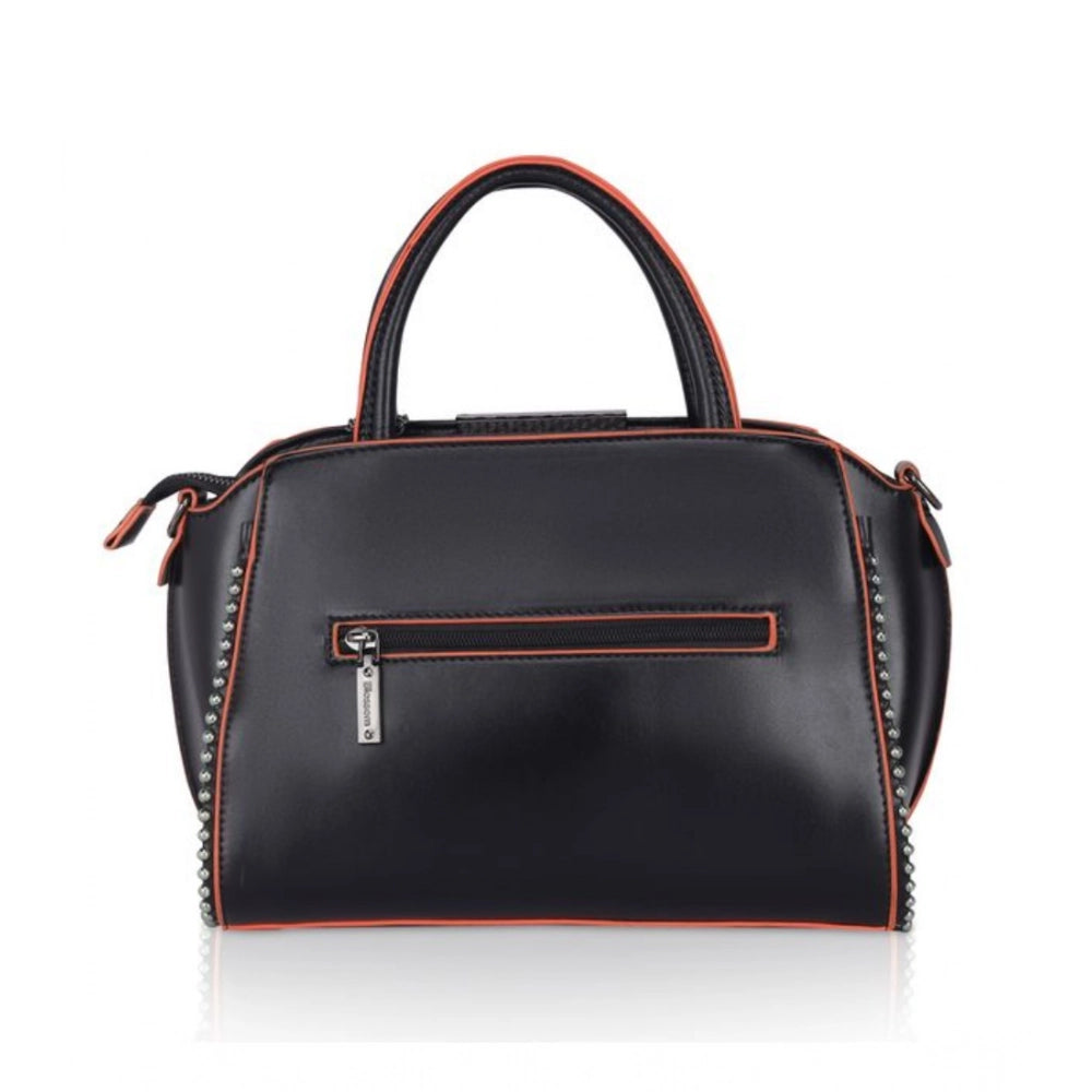 Suvarnika Women's Faux Leather Metal Beads Handbag (Black)