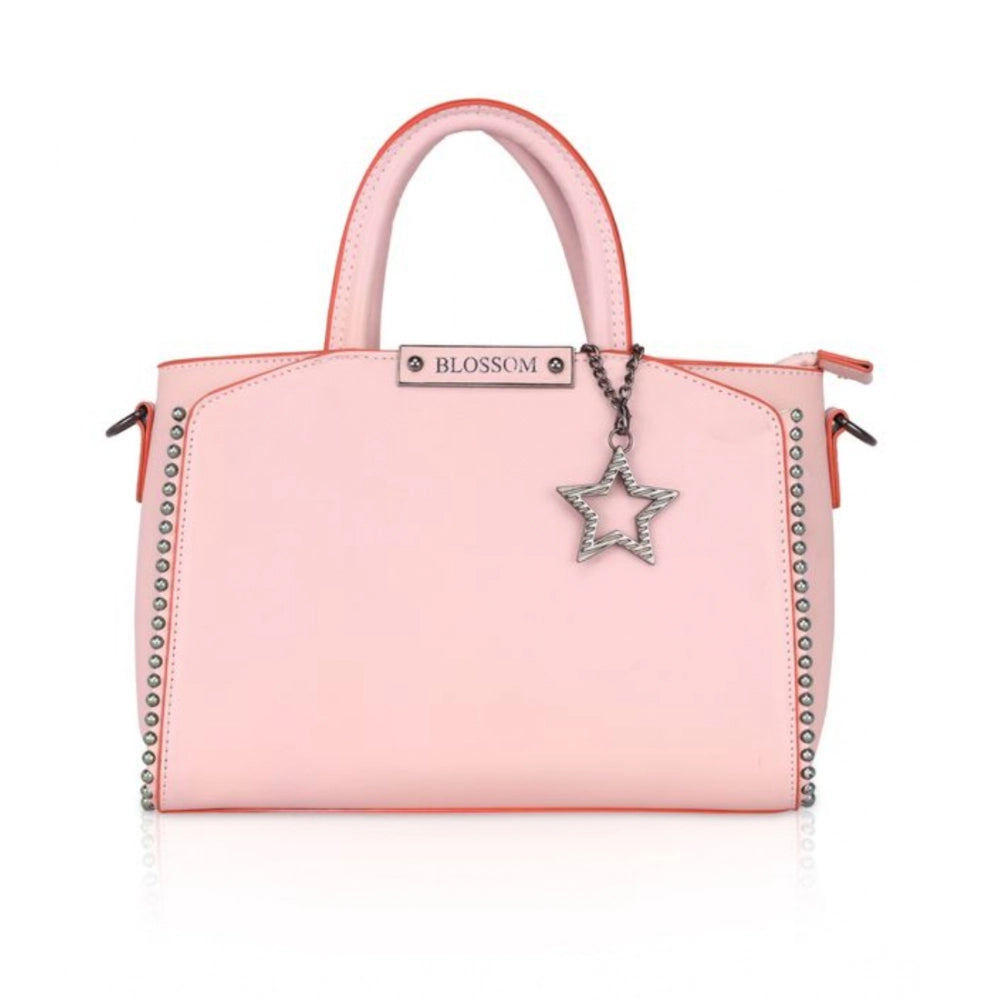 Suvarnika Women's Faux Leather Metal Beads Handbag (Pink)