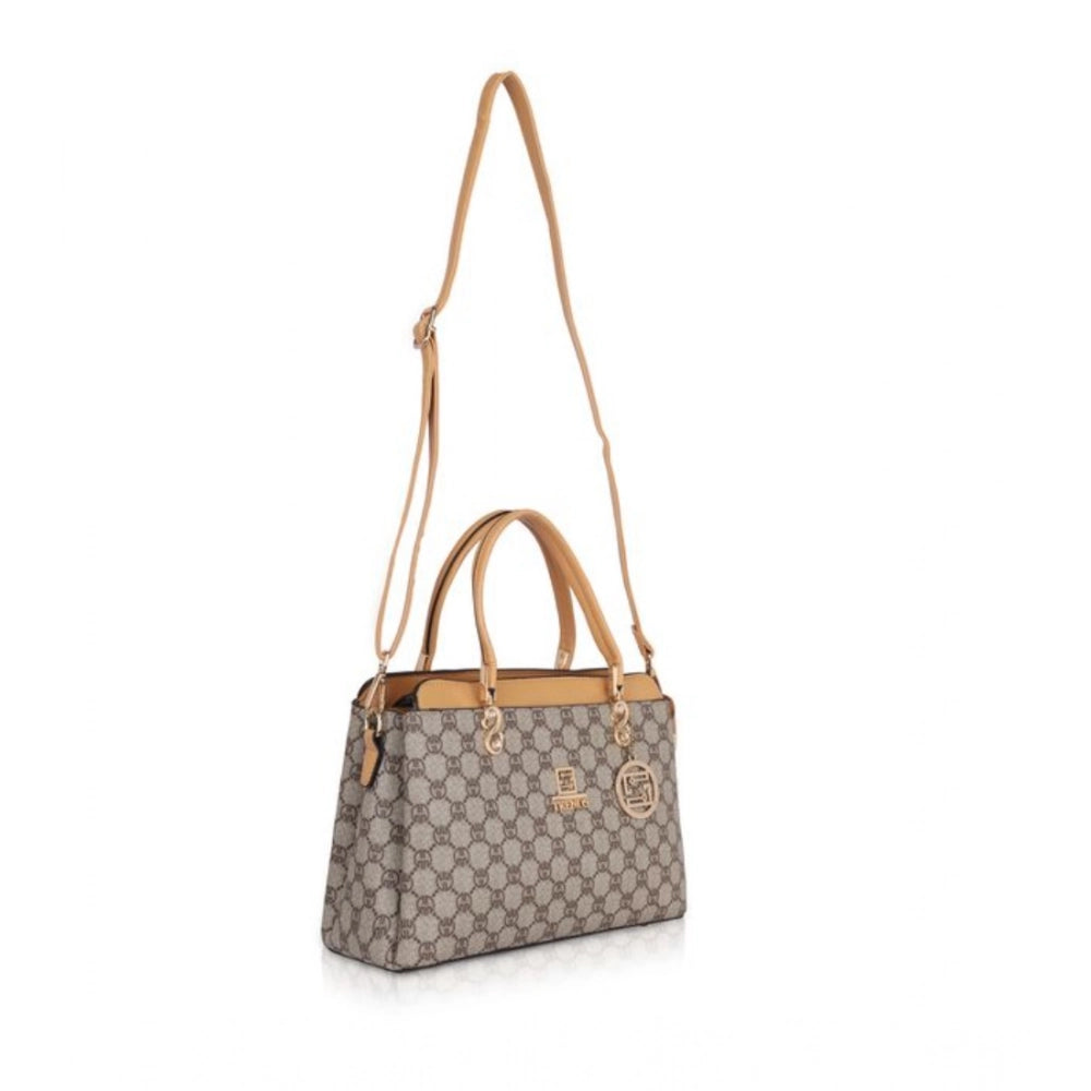 Suvarnika Women's Faux Leather Printed Handbag (Camel)