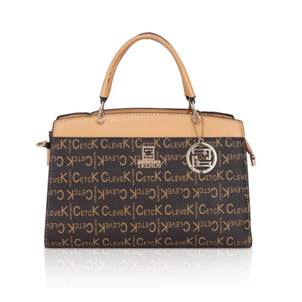 Suvarnika Women's Faux Leather Printed Handbag (Camel)