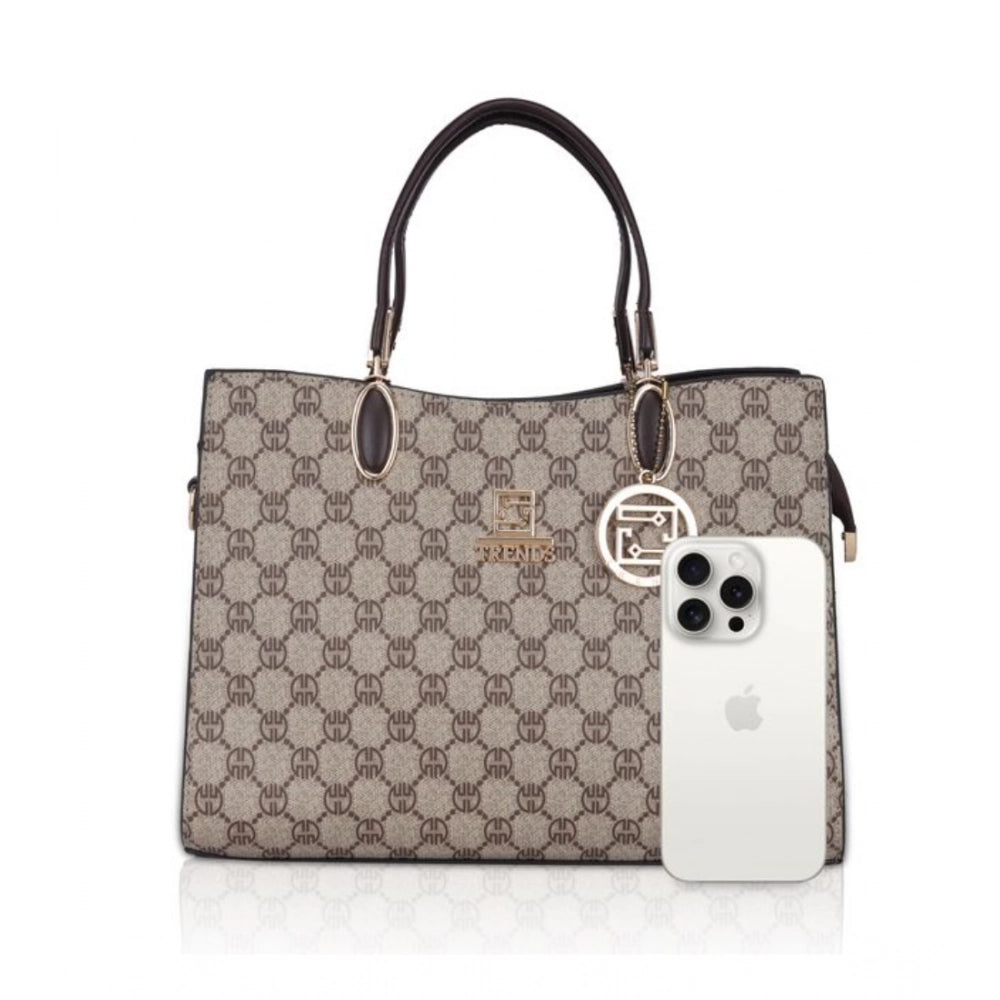 Suvarnika Women's Faux Leather Printed Handbag (Coffee)