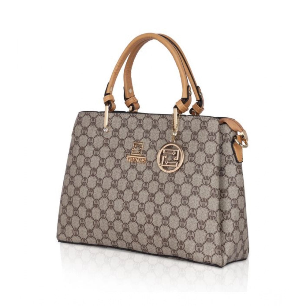 Suvarnika Women's Faux Leather Printed Handbag (Camel)