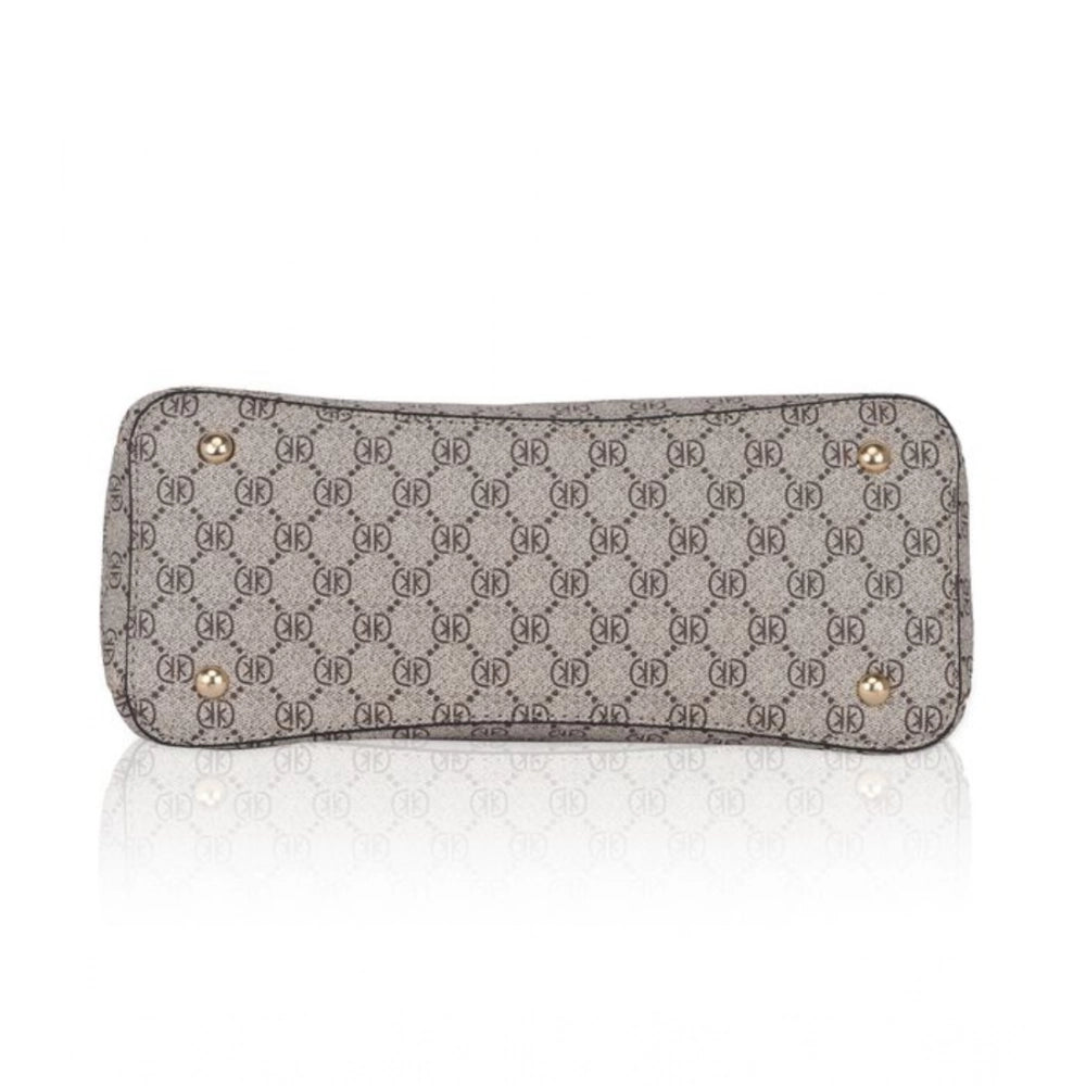 Suvarnika Women's Faux Leather Printed Handbag (Beige)