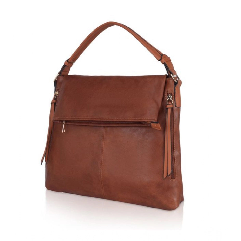 Suvarnika Women's Faux Leather Solid Sling Bag (Brown)