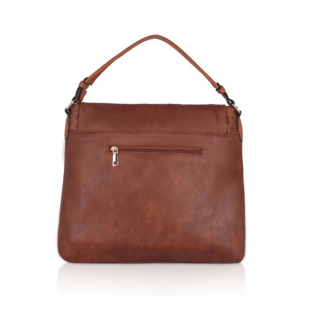 Suvarnika Women's Faux Leather Solid Sling Bag (Brown)