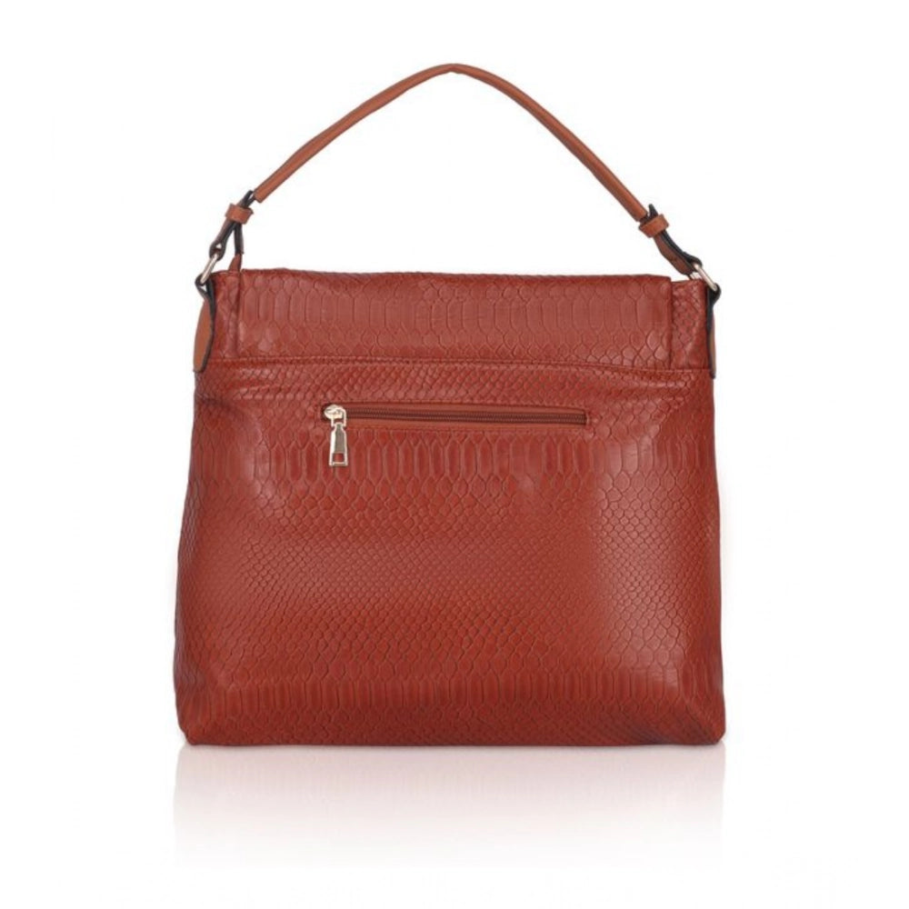 Suvarnika Women's Faux Leather Textured Sling Bag (Brown )
