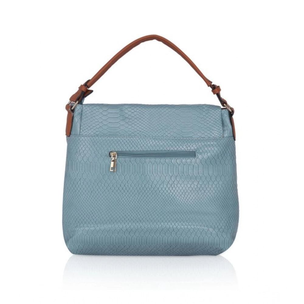 Suvarnika Women's Faux Leather Textured Sling Bag (Blue)