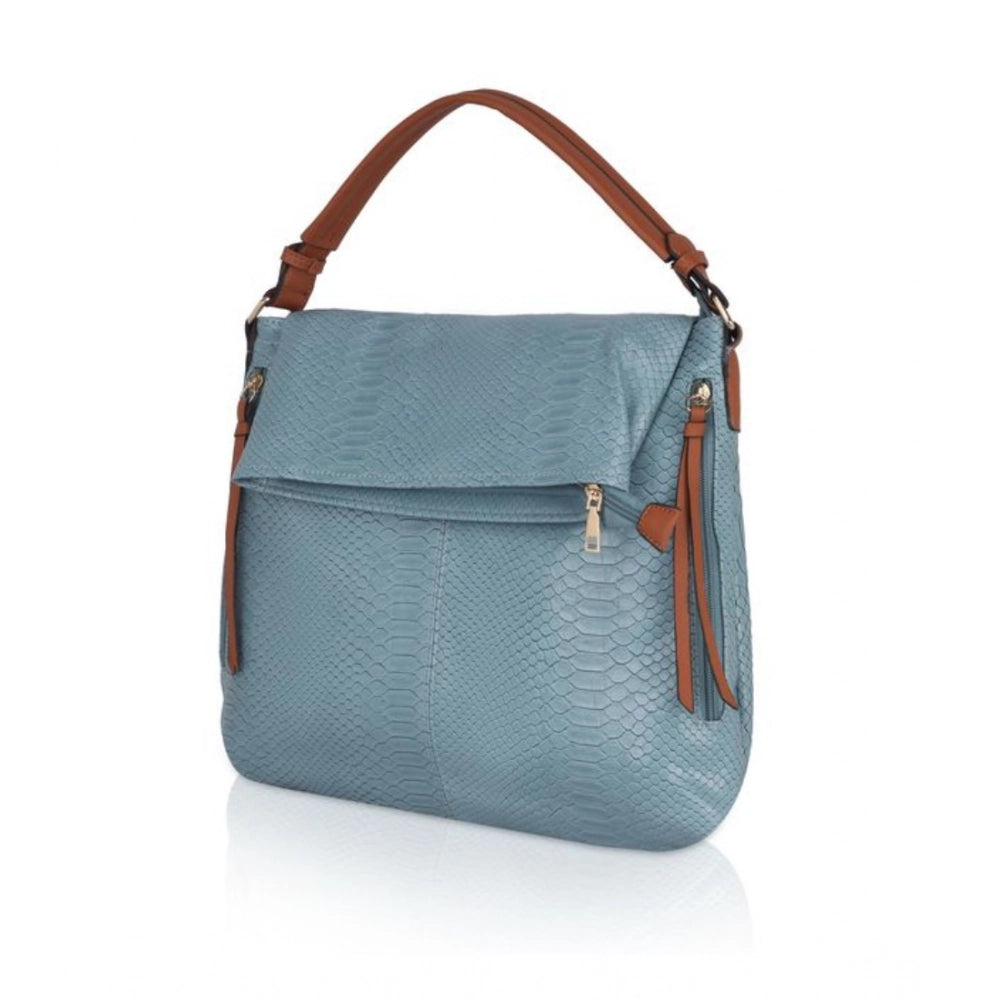 Suvarnika Women's Faux Leather Textured Sling Bag (Blue)