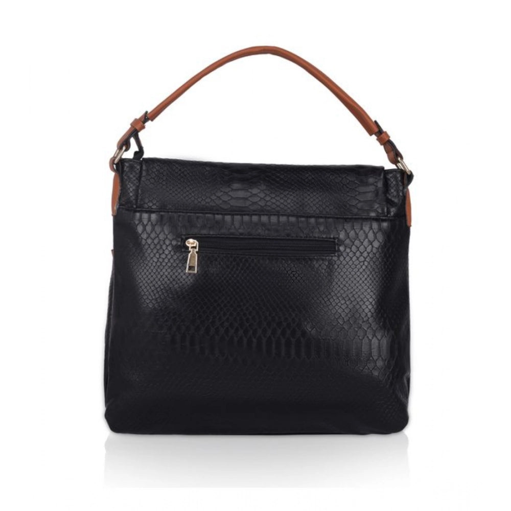 Suvarnika Women's Faux Leather Textured Sling Bag (Black)
