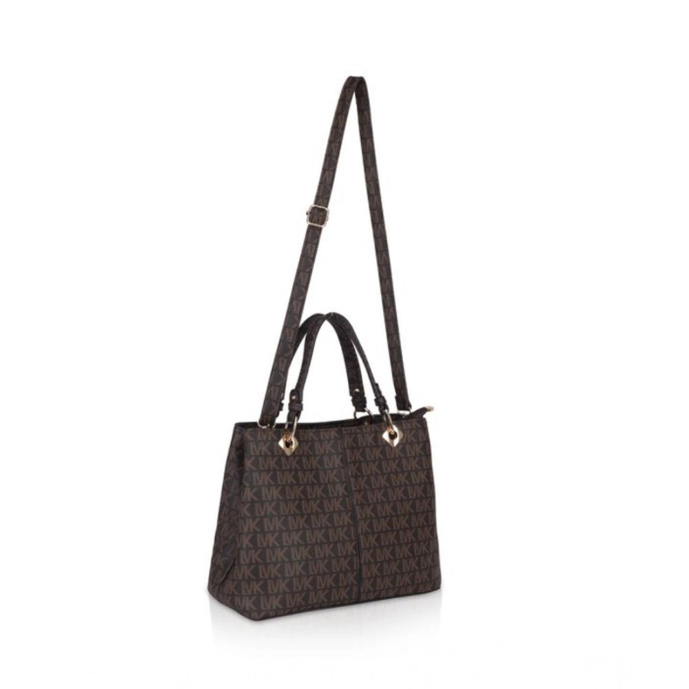 Suvarnika Women's Faux Leather Printed Handheld Bag (Brown)