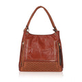 Suvarnika Women's Faux Leather Textured Tote Bag (Brown)