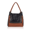 Suvarnika Women's Faux Leather Textured Tote Bag (Black)