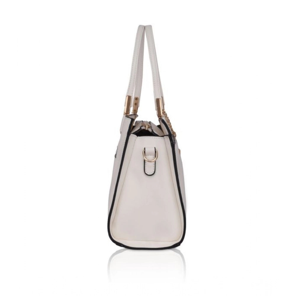 Suvarnika Women's Faux Leather Textured Adjustable Long Belt Handbag (White)