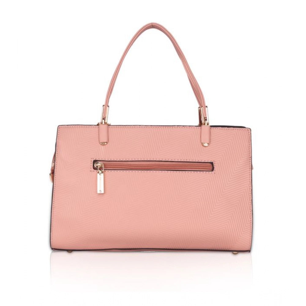 Suvarnika Women's Faux Leather Textured Adjustable Long Belt Handbag (Pink)