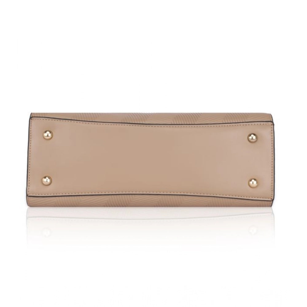 Suvarnika Women's Faux Leather Textured Adjustable Long Belt Handbag (Khaki)