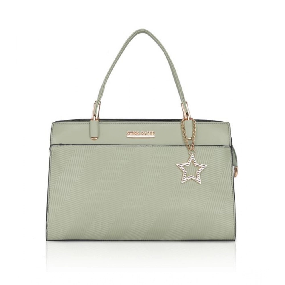 Suvarnika Women's Faux Leather Textured Adjustable Long Belt Handbag (Green)