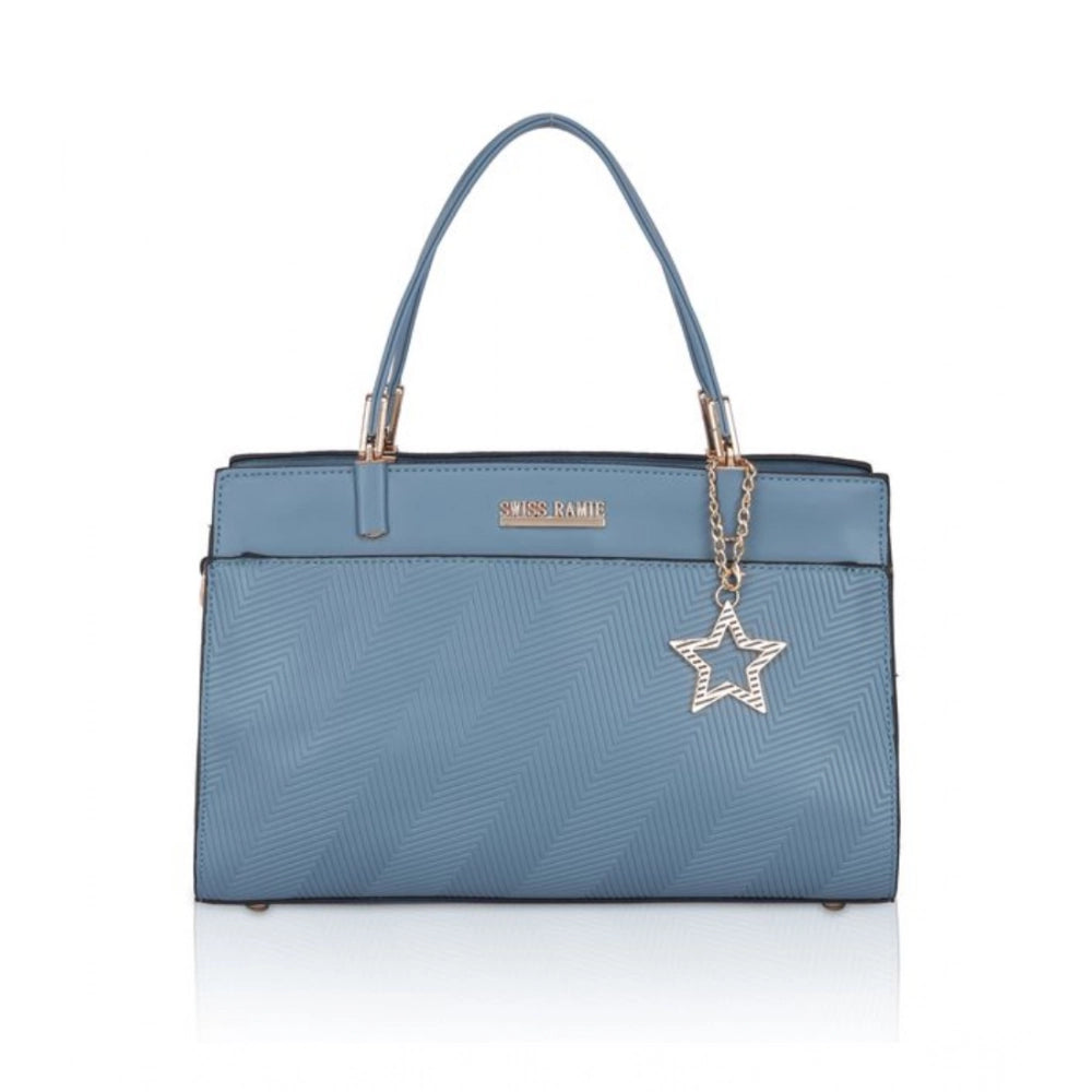 Suvarnika Women's Faux Leather Textured Adjustable Long Belt Handbag (Blue)