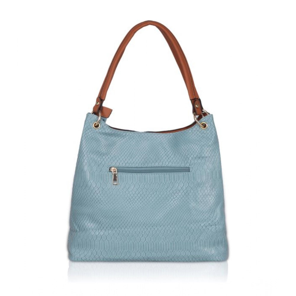 Suvarnika Women's Faux Leather Textured Tote Bag (Grey)