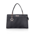 Suvarnika Women's Faux Leather Textured Adjustable Long Belt Handbag (Black)