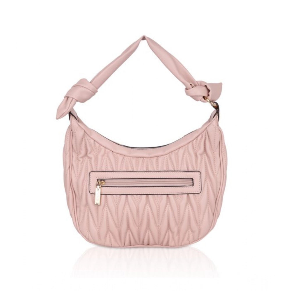 Suvarnika Women's Faux Leather Textured Handbag (Pink)