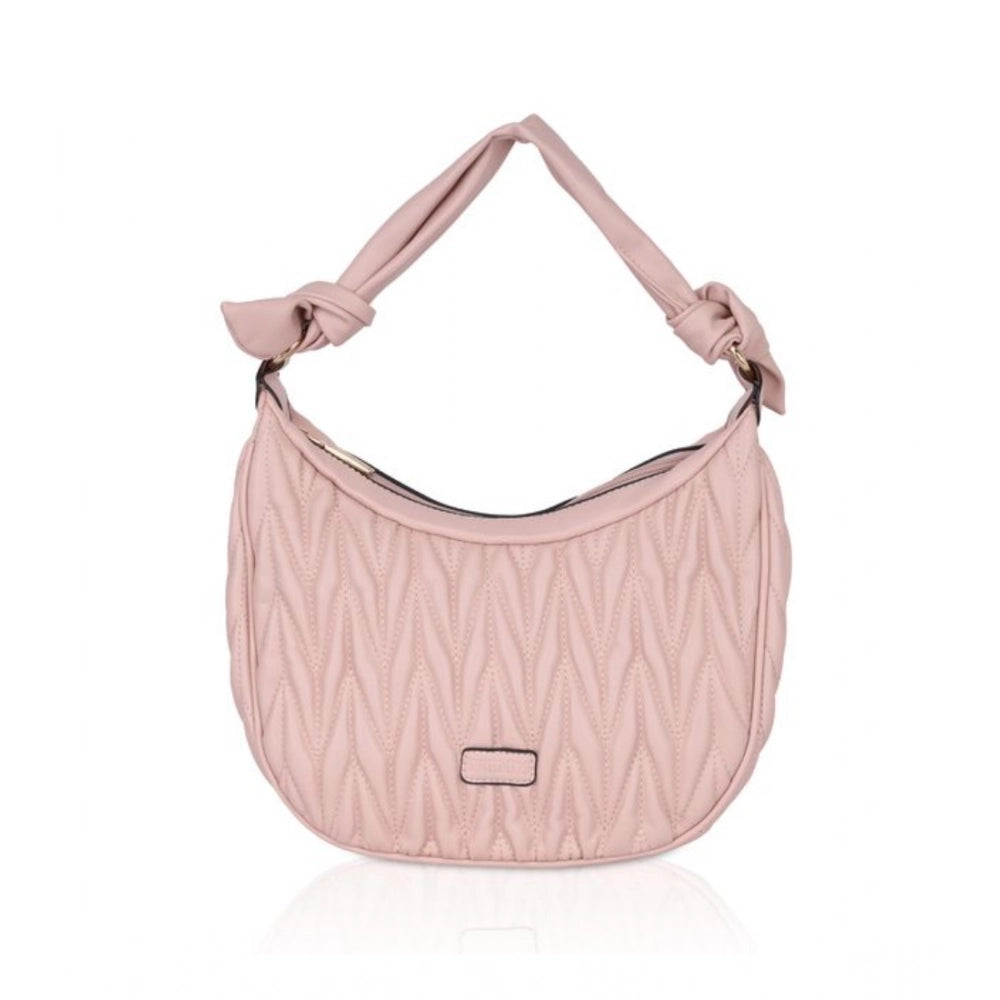 Suvarnika Women's Faux Leather Textured Handbag (Pink)