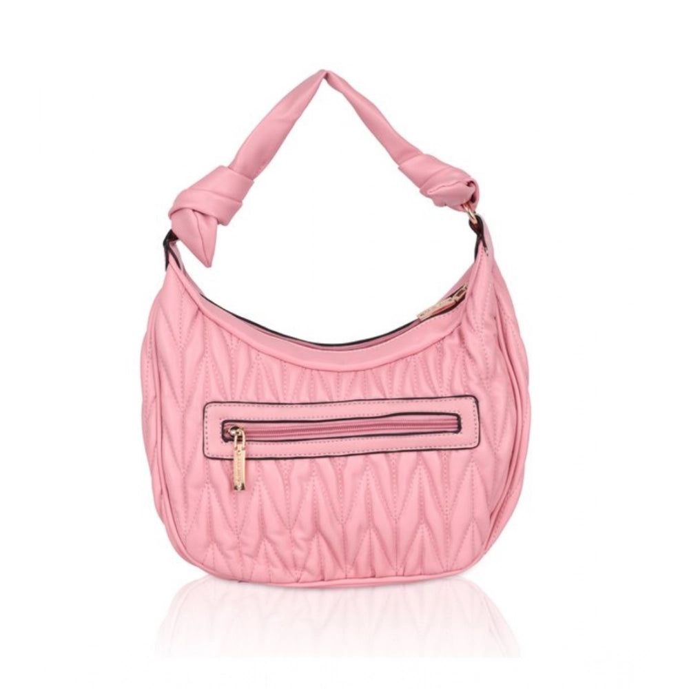 Suvarnika Women's Faux Leather Textured Handbag (Pink)