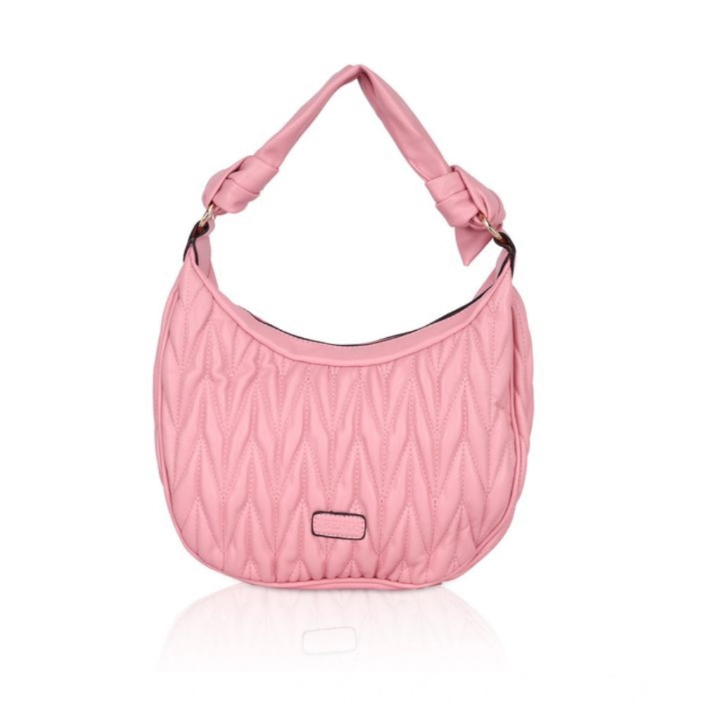 Suvarnika Women's Faux Leather Textured Handbag (Pink)