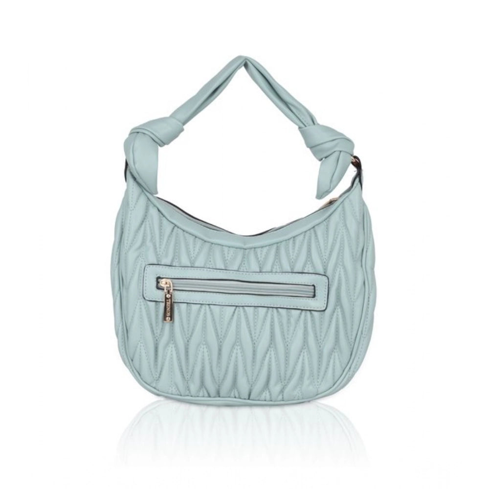 Suvarnika Women's Faux Leather Textured Handbag (Blue)