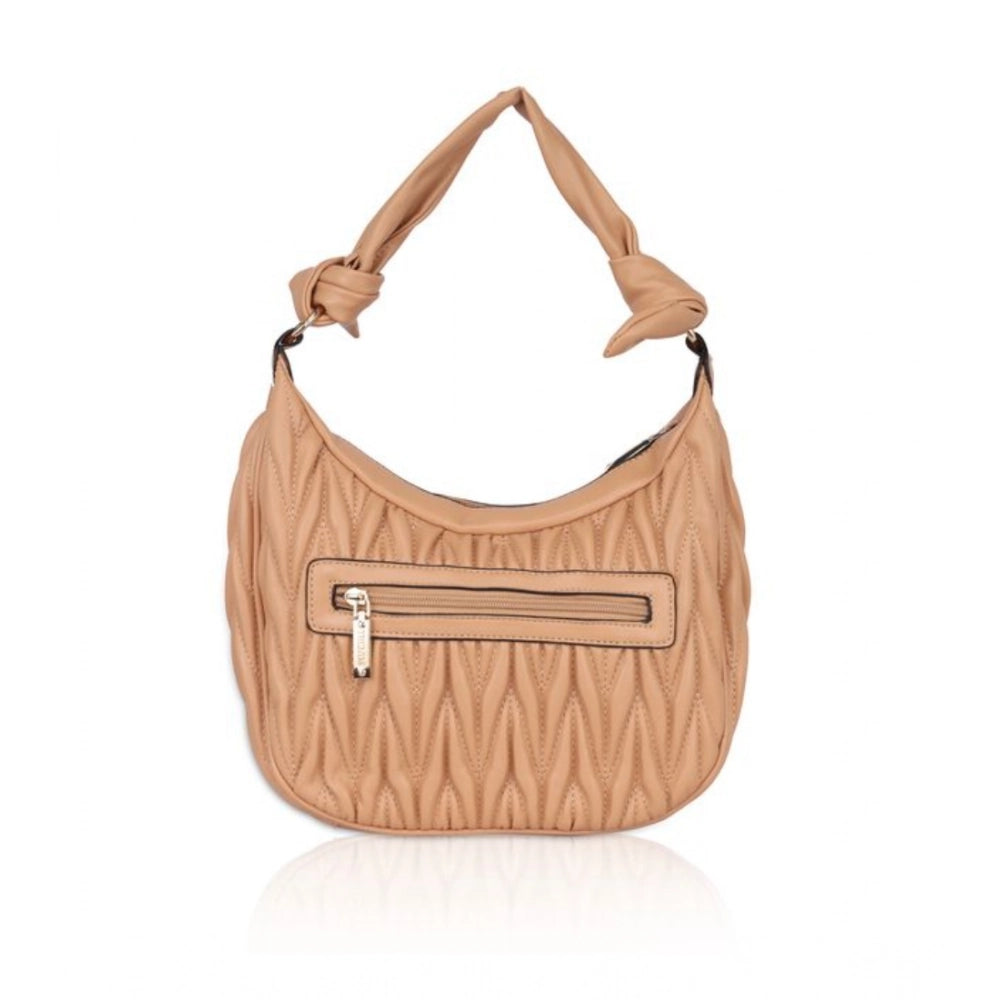 Suvarnika Women's Faux Leather Textured Handbag (Beige)
