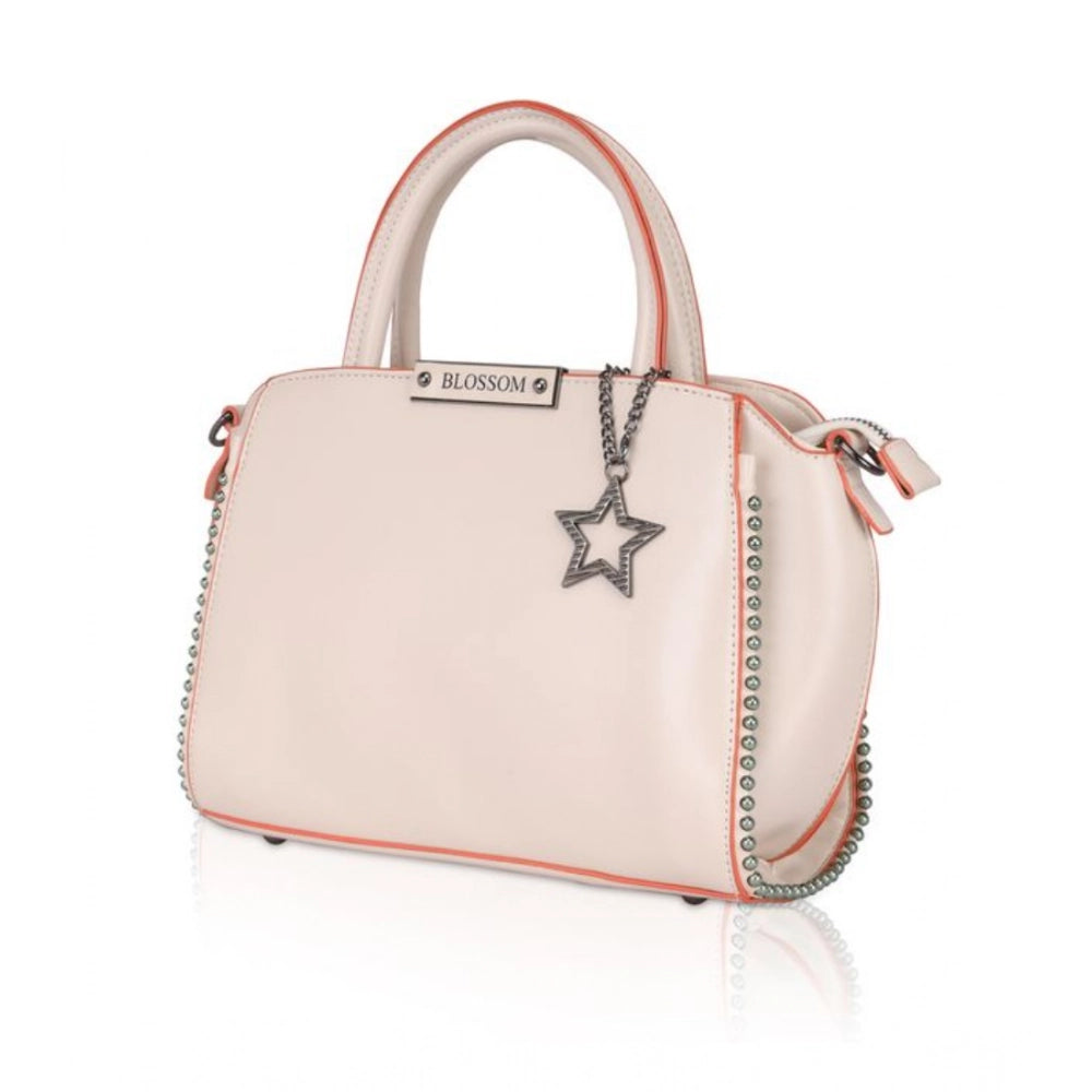 Suvarnika Women's Faux Leather Metal Beads Handbag (Pink)