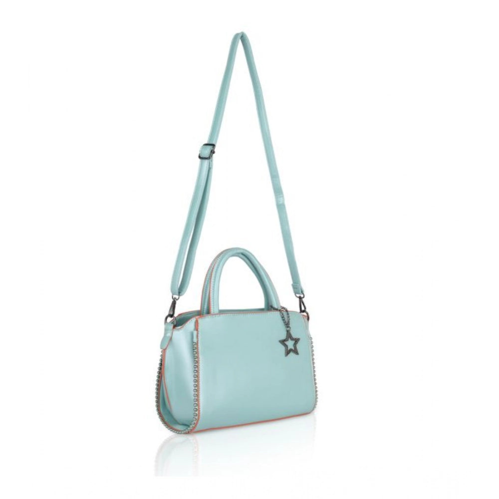 Suvarnika Women's Faux Leather Metal Beads Handbag (Green)
