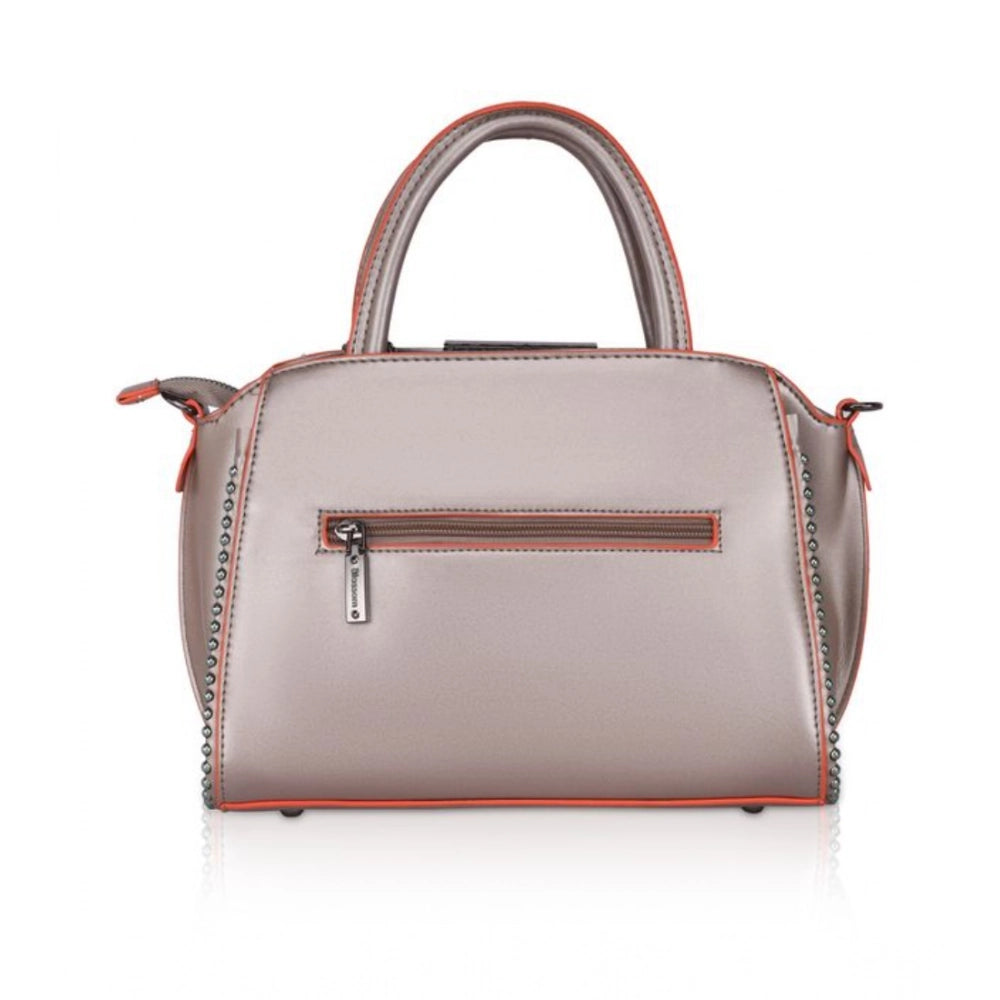 Suvarnika Women's Faux Leather Metal Beads Handbag (Bronze)