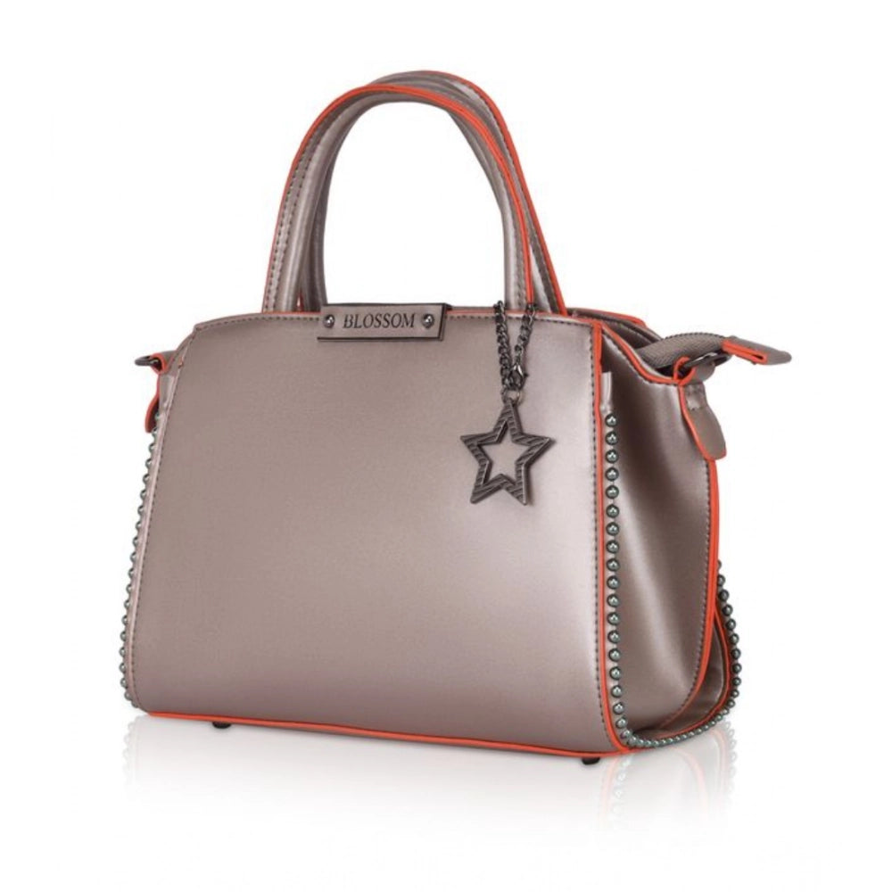 Suvarnika Women's Faux Leather Metal Beads Handbag (Bronze)