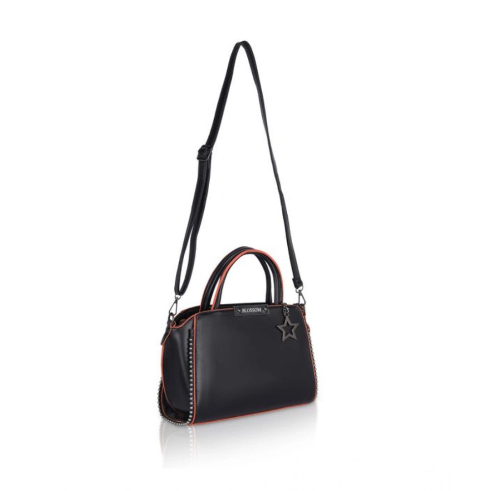 Suvarnika Women's Faux Leather Metal Beads Handbag (Black)