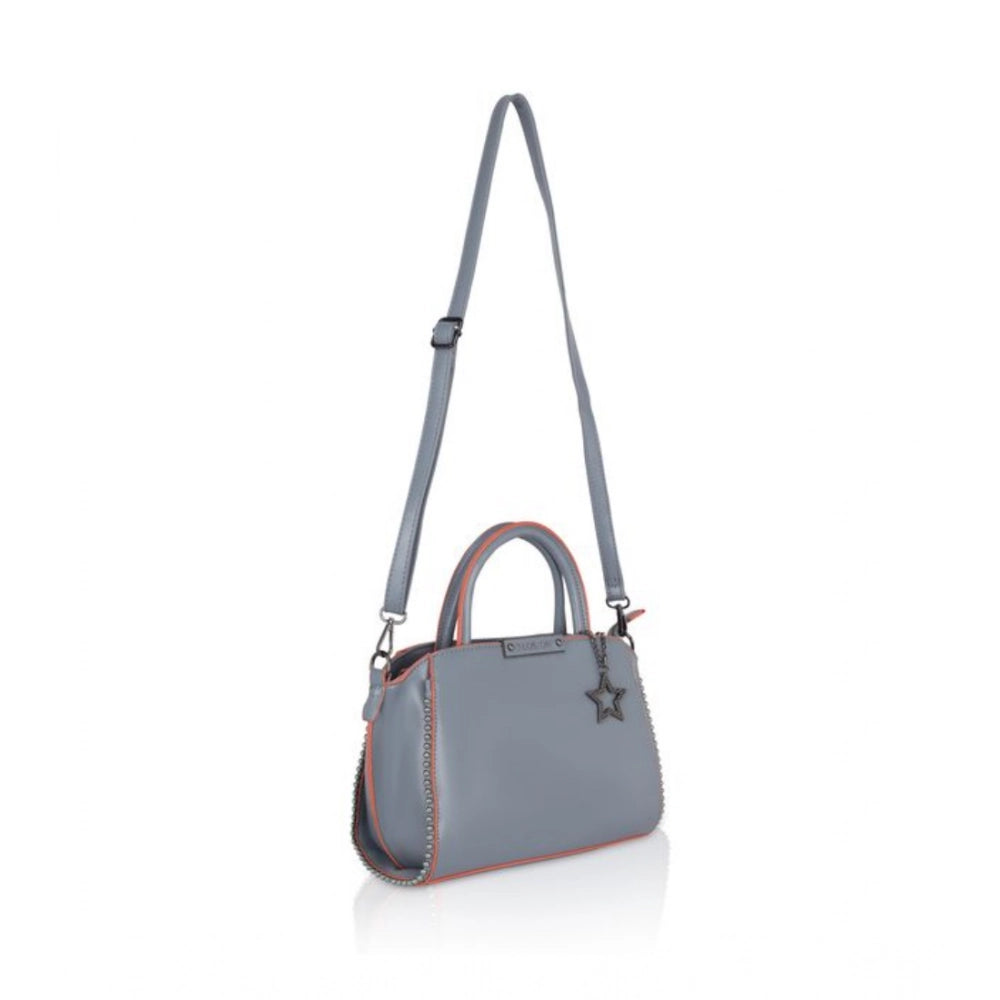 Suvarnika Women's Faux Leather Metal Beads Handbag (Grey)